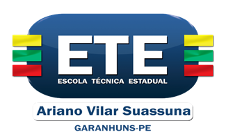 Letras E T E, acrônimo para escola técnica estadual com fundo azul.
